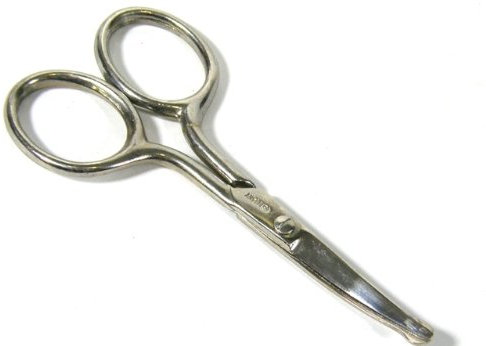 Geschmiedete Nasenhaarschere Babyschere gebogen BS Doppelkopf Made in Germany 9,5 cm