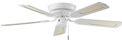 Dekon White Liane BC 837 Deckenventilator mit 5 Holzflügeln, 132 cm, Geflecht
