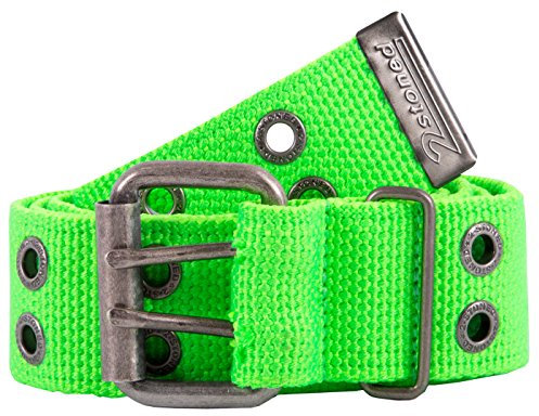 2Stoned Nietengürtel Stoffgürtel mit Dornschließe in Neon-Grün 4 cm breit 105 cm lang für Erwachsene und Kinder