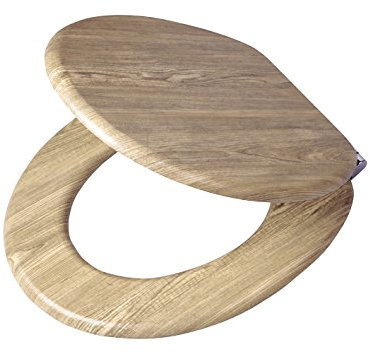 Tiger Toilettensitz Steigerhout, WC-Sitz in Natur-Holzoptik mit Absenkautomatik, Metallbefestigung,46.6 x 37.6 x 6 centimeters