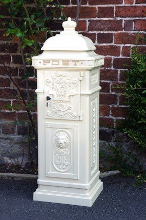 Black Country Metal Works Camden Free Standing Post Box Classic and Sturdy Design - Front and Rear Lockable Doors (White)