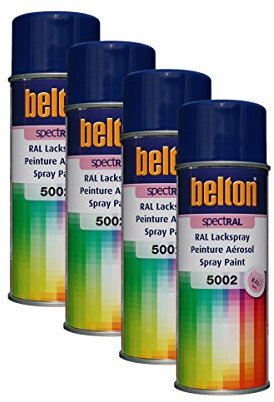 Kwasny Belton Spectral 324 074 Lot de 4 peintures en spray RAL 5002 Bleu outremer brillant 400 m