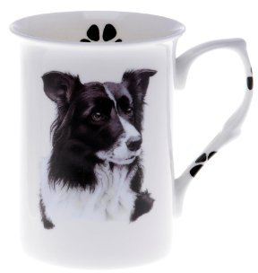 (BB9) SINGLE BONE CHINA BEAKER/ MUG/CUP BORDER COLLIE, Hand decorated Kirsty Jayne China