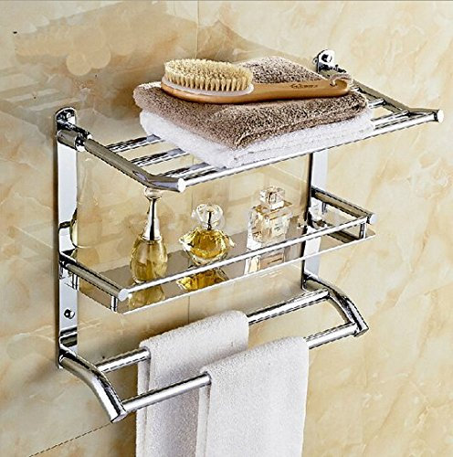 Gowe Moderne Chrom Messing Luxus Badezimmer Regal Handtuch Rack Halter mit Dual Handtuch Bars