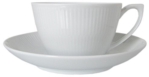 Royal Copenhagen White Fluted Tasse mit Untertasse 28cl Porzellan Weiß, Maße: 16cm x 6,5cm, 1017383