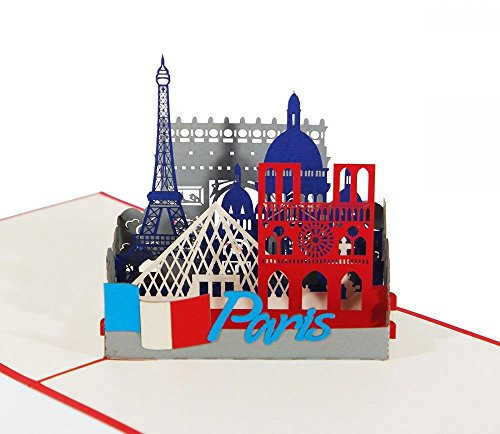 3D KARTE Paris Skyline I Pop-Up Karte als Reisegutschein I Frankreich Souvenir/Andenken in einer Klappkarte