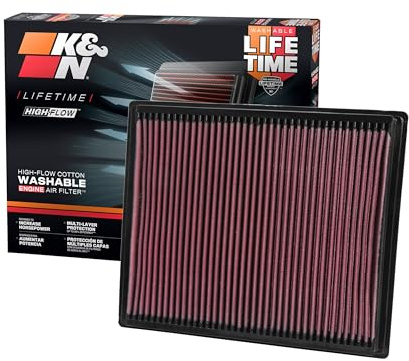 K&N High-Flow Original Lifetime Engine Air Filter: Increase Power: Compatible with 2004-2021 Nissan/Infiniti: Pathfinder, Frontier, NV1500, NV2500, NV3500, Armada, Titan, Xterra, QX56, 33-2286