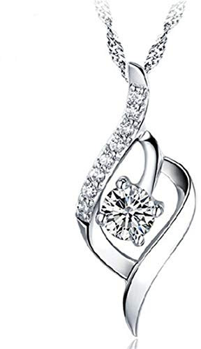 925 Sterling Silver Statement Crystal Pendant Necklace for Women Fashion Jewelry Accessories