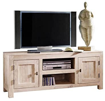 Meuble TV - Bois Massif d'acacia Blanchi - Nature White #41