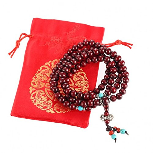 lachineuse – Traditionelles buddhistisches Mala-Armband-Halskette – 108 Jujube-Perlen – Ø 78 cm – Asiatische Traditionen – Gratis Satinbeutel – Geschenkidee zum Geburtstag, zu Weihnachten