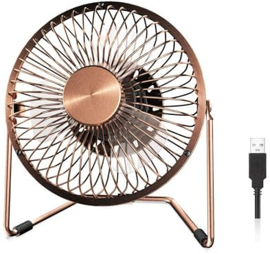 BXT 6 Antique Bronze Silent USB Desktop Fan 360 Rotating Portable Office Metal Mini Fan Personal Cooler Cooling USB Desk Fan for PC Laptop