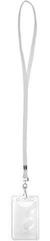 Karteo Ausweishülle vertikal mit Schlüsselband weiß [1 Stück] Kartenhalter Lanyard mit Metalldrehhaken und Kartenhülle 86 x 54 mm