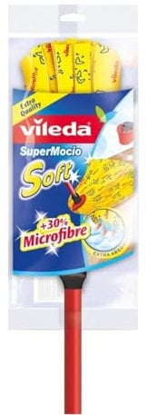 Vileda SuperMocio Soft Wischmop mit Stiel extra saugfähig mit 30% Mikrofaseranteil zum leichten Entfernen von Fett und Schmutz