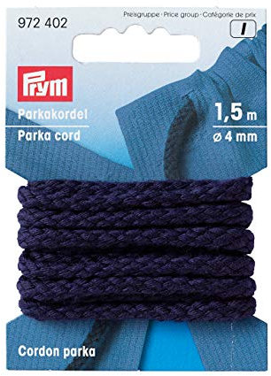 Prym 4 mm Cordon 1,5 m Parka pour Femme, Bleu Marine
