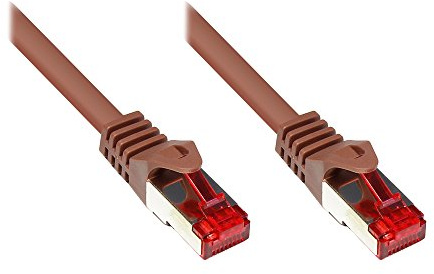 Good Connections Cat. 6 Ethernet LAN Patchkabel mit Rastnasenschutz RNS, S/FTP, PiMF, PVC, 250Mhz, Gigabit-fähig (10/100/1000-Base-T Ethernet Netzwerke), für Patchfelder, Patchpanels, Switch, Router, Modems, braun, 20m