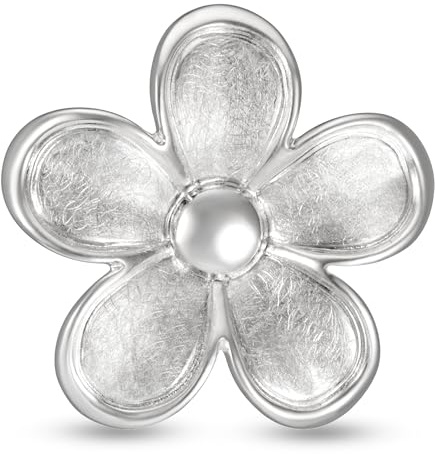 Blumen Anhänger aus 925 Sterling Silber gebürstet mit glänzendem, ABTA-EZ | Blume Design, gebürstete Oberfläche, glänzender Rand, nickelfrei, antiallergisch, Design aus Deutschland