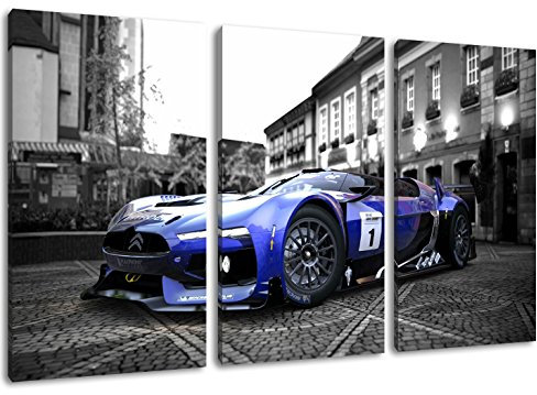 gran turismo 3-Teilig auf Leinwand, XXL riesige Bilder fertig gerahmt mit Keilrahmen, Kunstdruck auf Wandbild mit Rahmen