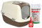 PeeWee Katzentoilette XXL EcoDome Katzenklo mit Haube Katzen WC geschlossen inkl. 3kg Streu Holzpellets, Farbe:Braun-Elfenbein