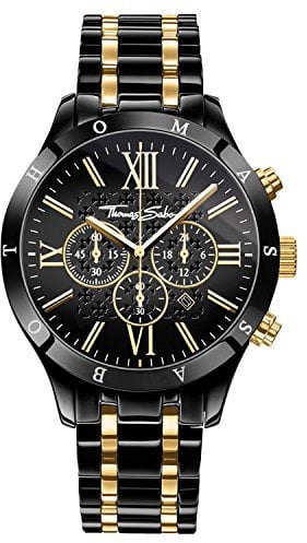 Thomas Sabo Herren Armbanduhr Rebel Urban Chronograph Quarz Edelstahl schwarz WA0264-278-203-43 mm