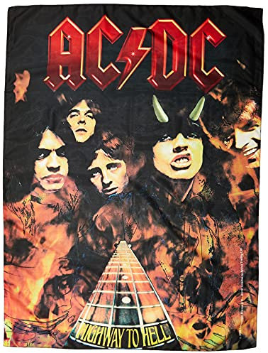 Heart Rock, Bandera Original AC/DC Highway to Hell, Tela, Multicolor, 110 x 75 x 0.1 cm