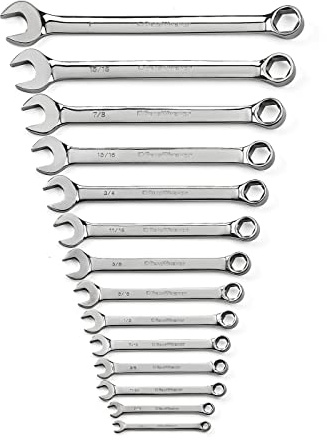 GEARWRENCH 81924 Full Polish Combination Non-Ratcheting Wrench Set SAE, 14-Piece by