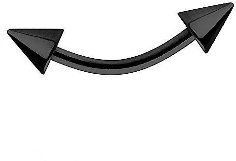 Piercingfaktor Unisex Banane Piercing aus Chirurgenstahl mit Spikes Augenbrauen Tragus Helix Lippe Ohr Nase Intim Schwarz 1,2mm x 10mm x 4x4mm