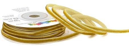 Creativery Samtband 3mm x 10m Rolle - Farbauswahl in 3/6/10/16/22/25/50mm - farbecht & waschbar - Schleifenband zum Nähen - Geschenkband zum Verpacken Dekorieren Basteln - Gold 687