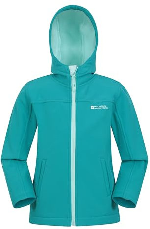 Mountain Warehouse Exodus wasserdichte Windjacke Kinder Softshell - leichte Regenjacke Kinder, atmungsaktive, wasserfeste Jacke, Kinderregenjacke Aquamarin Kinder 104 DE (3-4 Jahre)
