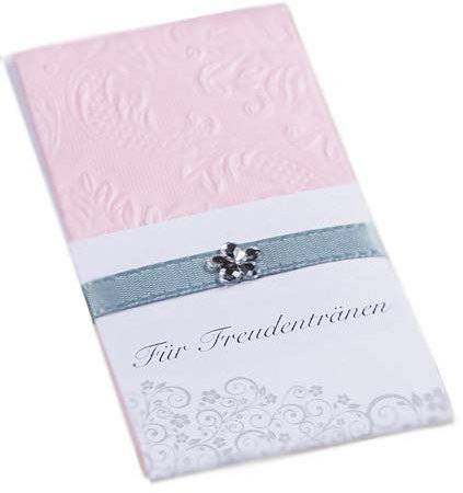 unser schönster Tag 50 x Taschentücher Freudentränen Hochzeit TT0033 rosa grau