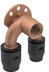 Geberit PushFit Doppelanschlusswinkel 90°, 20mm x Rp1/2 x 16mm, L=52 mm, Rotguss