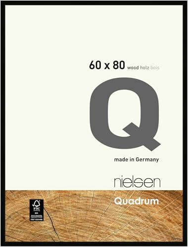 nielsen Quadrum Wooden Picture Frame - Black 60x80cm - with Float Glass and Easy Push-Turn Clips - for Photos and Art
