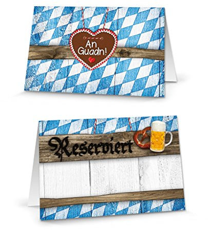 Logbuch-Verlag 25 Schilder Tischreservierung Bayerisch blau weiß für Restaurants Biergarten Tischdeko