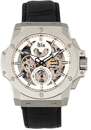 Reign Commodus Automatic Skeleton Leather-Band Watch, Silver, One Size, REIRN4001