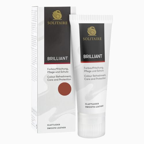 SOLITAIRE Brilliant Schuhcreme Farbe: Rost, mit Farbauffrischung für Glattleder und intensive Pflege und leichte Imprägnierung für Schuhe, Taschen, Kleidung, mit Schwammaufträger, 75ml