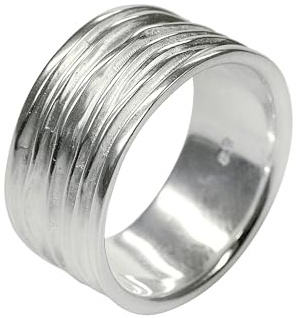 SILBERMOOS Ring Damenring Herrenring Partnerring Bandring glänzend matt breit Sterling Silber 925, Größe:58
