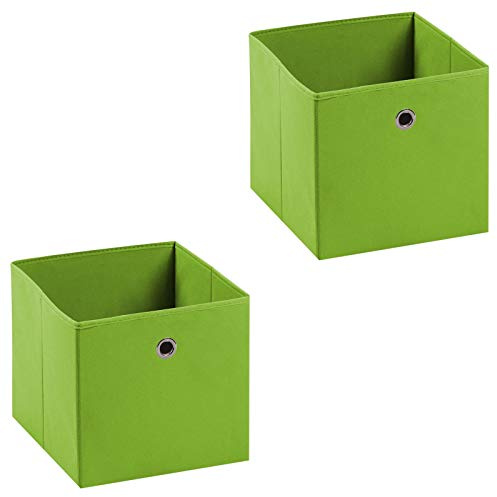 IDIMEX Stoffbox ELA, praktische Faltbox im 2er Pack, schöne Aufbewahrungsbox faltbar, einfacher Einschubkorb grün