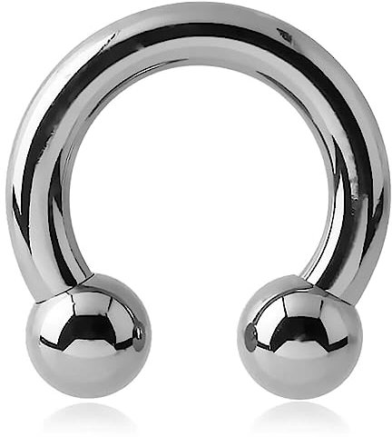 Inoki - Fer à cheval acier avec boules - Jonc/Tige 4 mm, Diamètre 22 mm, Boule 8 mm
