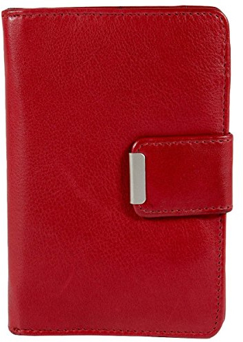 Money Maker Damen Leder Geldbörse Portemonnaie mit Reigel 509B, Farbe:Rot
