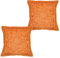 Traditionelle indische Baumwolle Kissen mit Stickerei & Spiegel Arbeit 16 von 40,6 cm 2 Pcs Set, baumwolle, Orange, 16 By 16