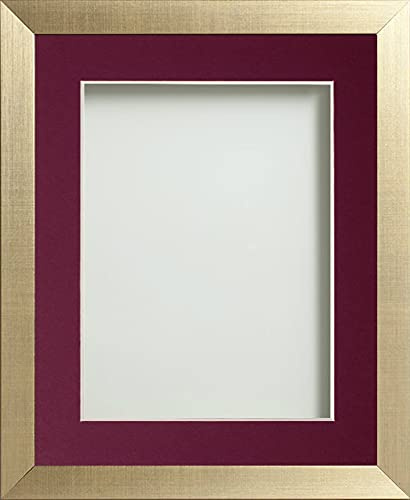 Frame Company Simpson Gold 20x16 Frame with Plum Mount for 16x12 | Fits a 16x12 photo with mount or a 20x16 photo without mount, Frame size 20x16, Overall approx 21.6x17.6, Real Glass Front