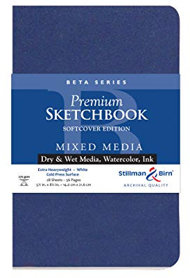 Stillman & Birn Beta Series Softcover Sketchbook, 5.5 x 8.5, 270 gsm (Extra Heavyweight), White Paper, Cold Press Surface