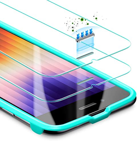 ESR Verre Trempé Protecteur D’écran Compatible avec iPhone SE 2022/2020 et iPhone 8/7, Cadre D’Installation Facile, Contre Les Rayures, Coque Friendly, 2 Paquets
