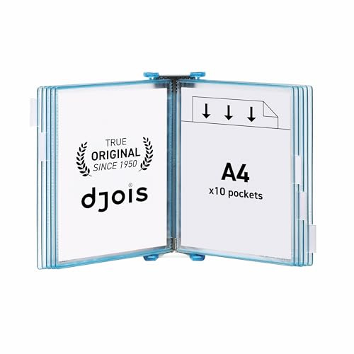 Djois, 414171 – Wand-Set Candy Line A4, PP, 10 Tafeln, Blau Transluzent | Candy Line, PP-Sichttafeln, 5 Aufsteckreiter, für Büro, Empfang, Werkstatt und Dokumentenanzeige