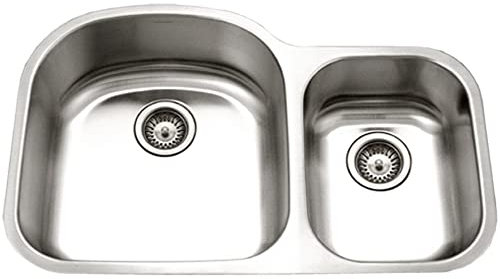 Houzer STC-2200SR-1 32 Inch Stainless Steel Kitchen Sink, 70/30 Double Bowl, Undermount, Easy to Clean and Install, Equipped with Sound-Absorbing Pad
