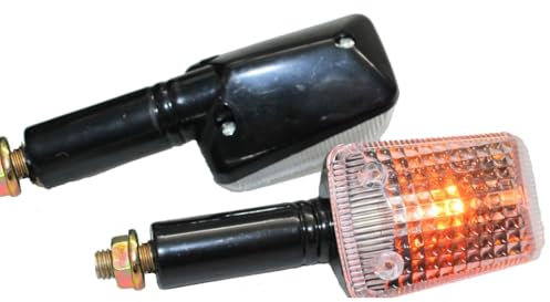 Motorrad Mini Blinker Flood schwarz klar E-geprüft für ATV BMW F 650 R 1100 CB 500 600 CBR Kawasaki ER GPZ Ninja Z Suzuki DR GS GSR GSX RGV Yamaha FZ DT RN XT XJ