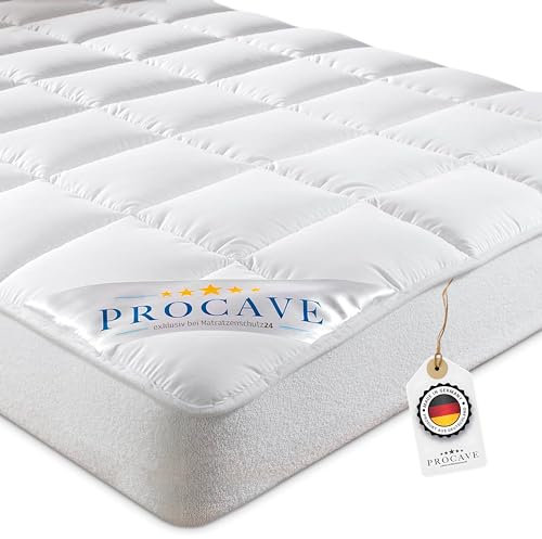 PROCAVE Micro-Comfort Matratzen-Bett-Schoner weiß 200x210 cm mit Spannumrandung | Höhe bis 30cm | Auch für Boxspring-Betten und Wasser-Betten geeignet | Microfaser | 100% Polyester | Matratzen-Auflage
