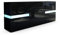 Vladon Sideboard Flow, Made in Germany, Schwarz matt/Schwarz Hochglanz inkl. LED - Moderne Kommode mit Ambient Light Verglasung für Ihr Wohnbereich (177 x 75 x 39 cm)