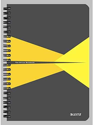 Leitz 44580015 Office Collegeblock A5 kariert, spiralgebunden mit Karton Einband Gelb