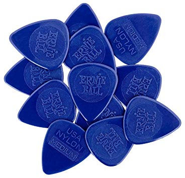 Ernie Ball Medium Spritzguss-Nylon Plektren, 0,72 mm, Beutel mit 12 Stück