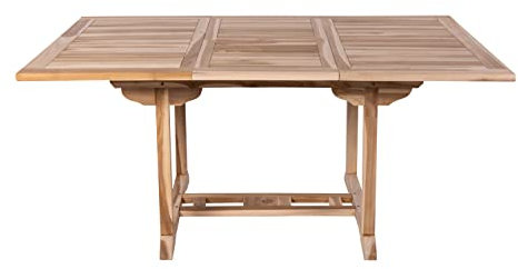 SAM Teak-Holz Gartentisch, Balkontisch Madera, 120-170 x 120 cm, massiver ausziehbarer Holztisch für Ihren Balkon oder Garten, Braun